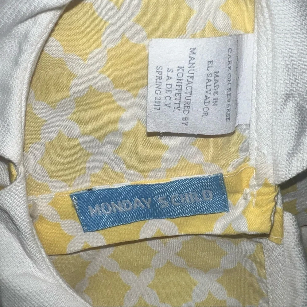 Vtg Mondays Child Yellow White quatrefoil girls Dress Sz 6x - Picture 3 of 3